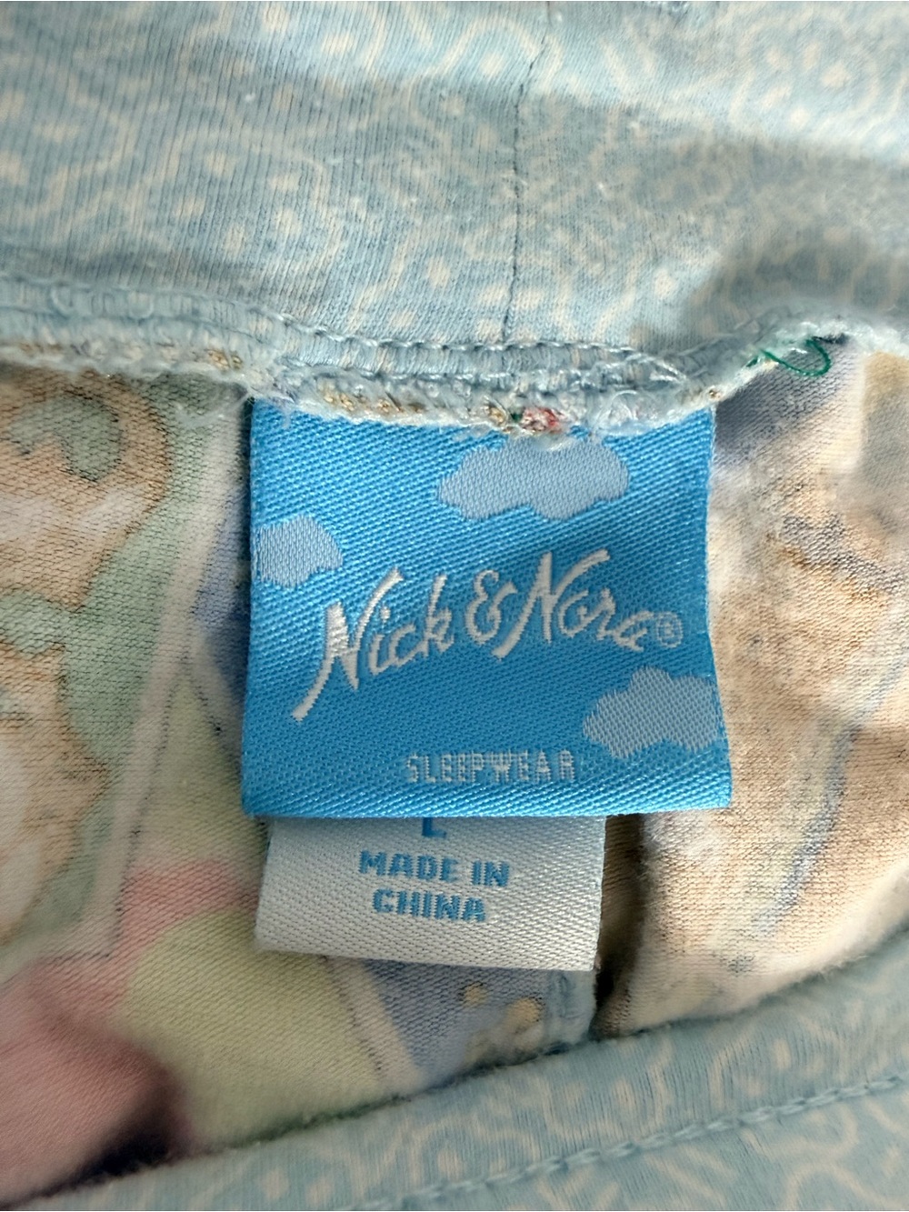 Nick & Nora Light Blue Travel-Print Pajama Pants Vintage Y2K - Picture 6 of 14